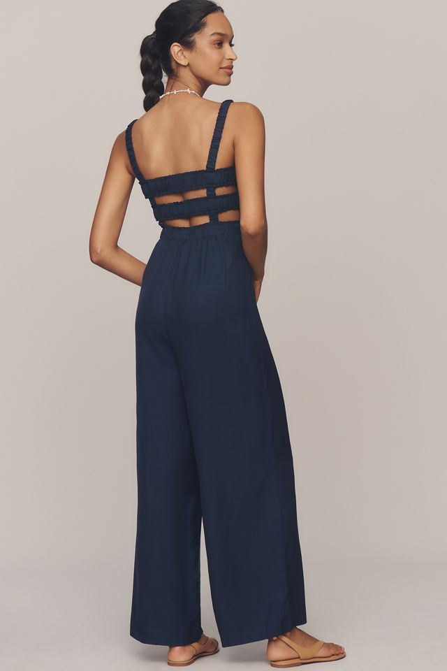 English Factory Sleeveless Smocked Wide-Leg Jumpsuit #1