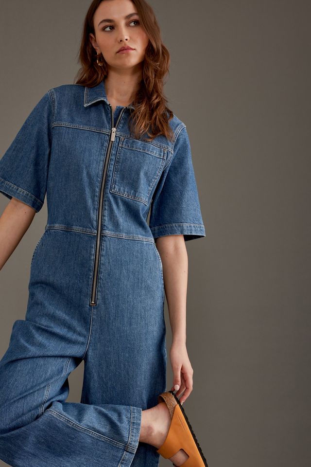 Combinaison en Denim Zippée Devant Bella Marine Selected Femme #2