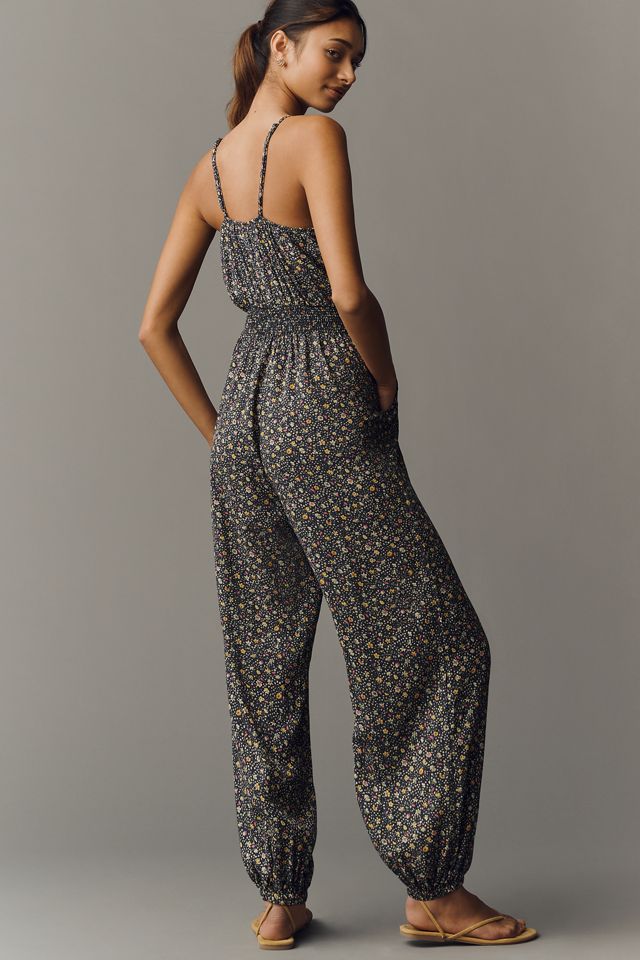 Self Contrast Floral Smocked Jumpsuit #2