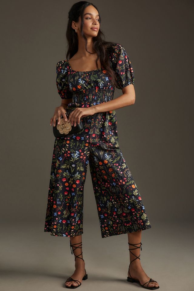 Hutch Puff-Sleeve Floral Jumpsuit | Anthropologie