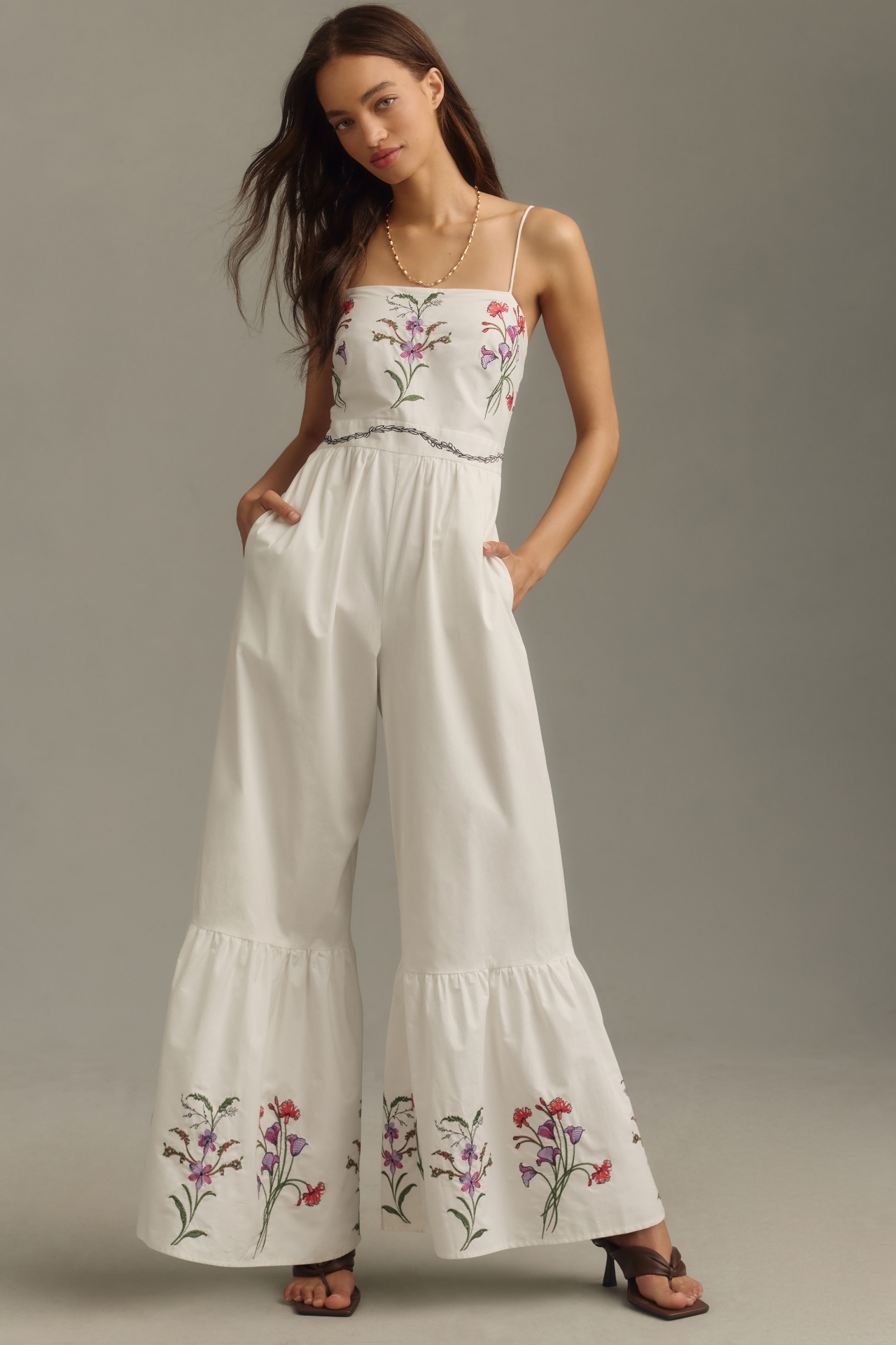 Hutch Floral Embroidered Tiered Jumpsuit