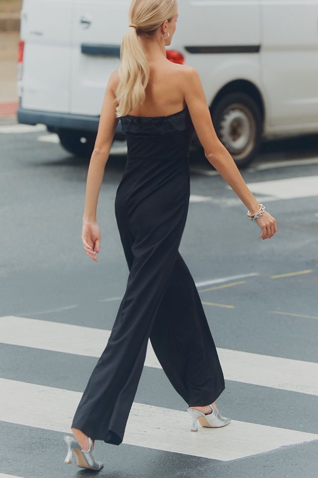 Hutch Faux-Fur Trim Strapless Jumpsuit #1
