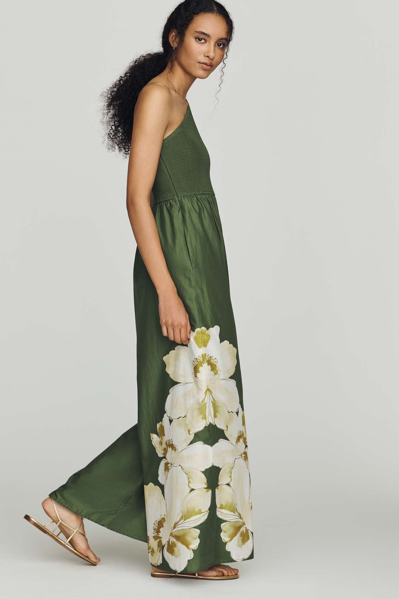 Hutch Cotton One-Shoulder Palm Jumpsuit