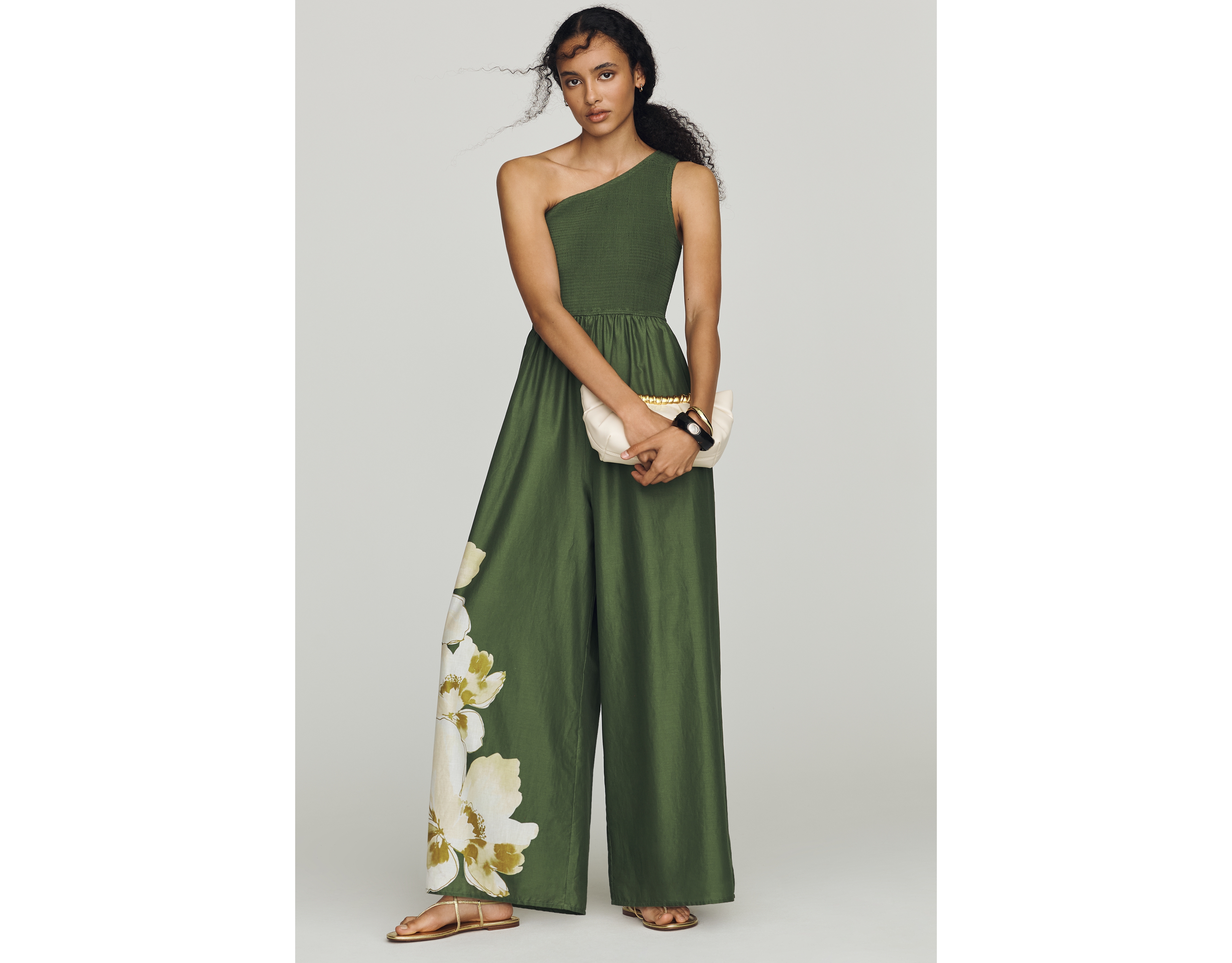 Hutch Cotton One-Shoulder Palm Jumpsuit