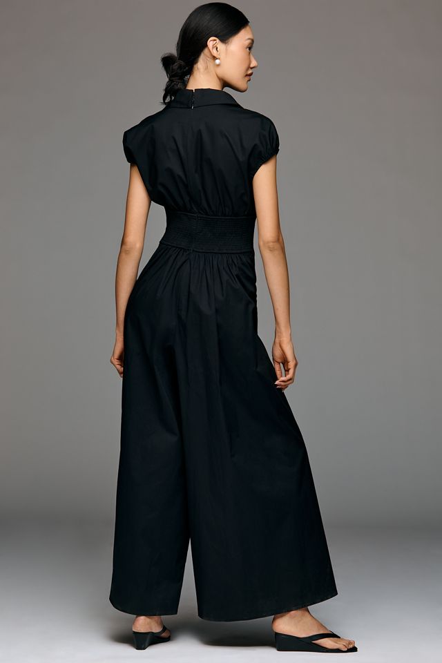 Hutch Wide-Leg Short-Sleeve V-Neck Jumpsuit | Anthropologie