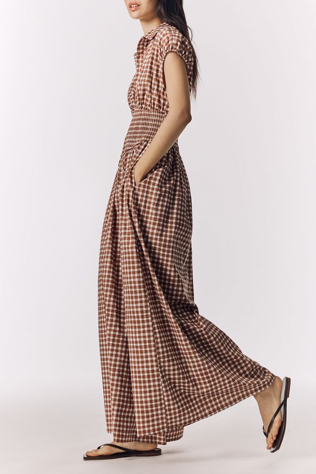 Hutch Gingham Basque-Waist Jumpsuit | Anthropologie