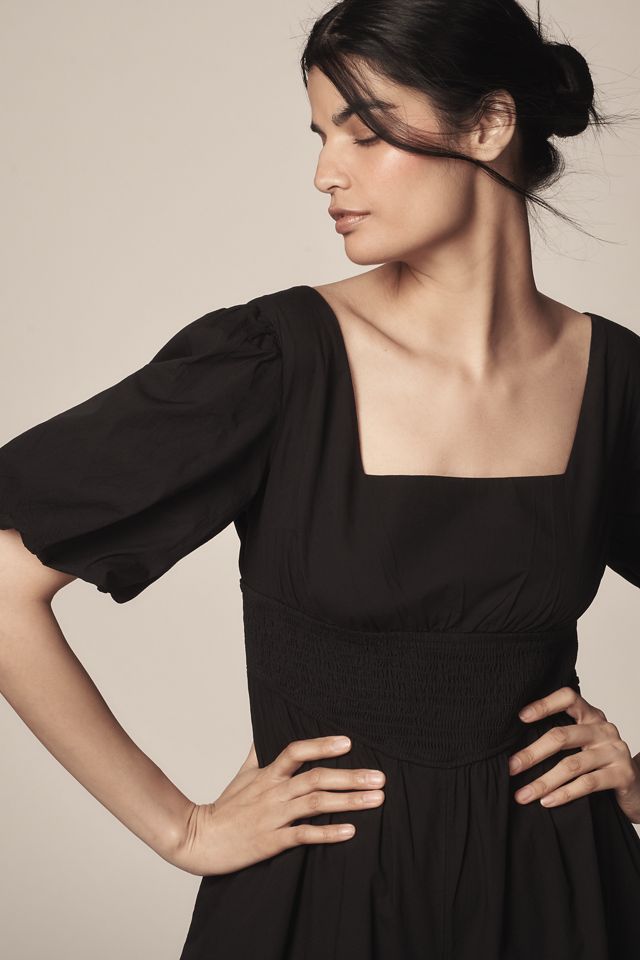 Maeve Puff-Sleeve Smocked Culotte Jumpsuit #3