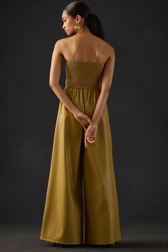 Pilcro Faux Leather Smocked Wide-Leg Jumpsuit #1