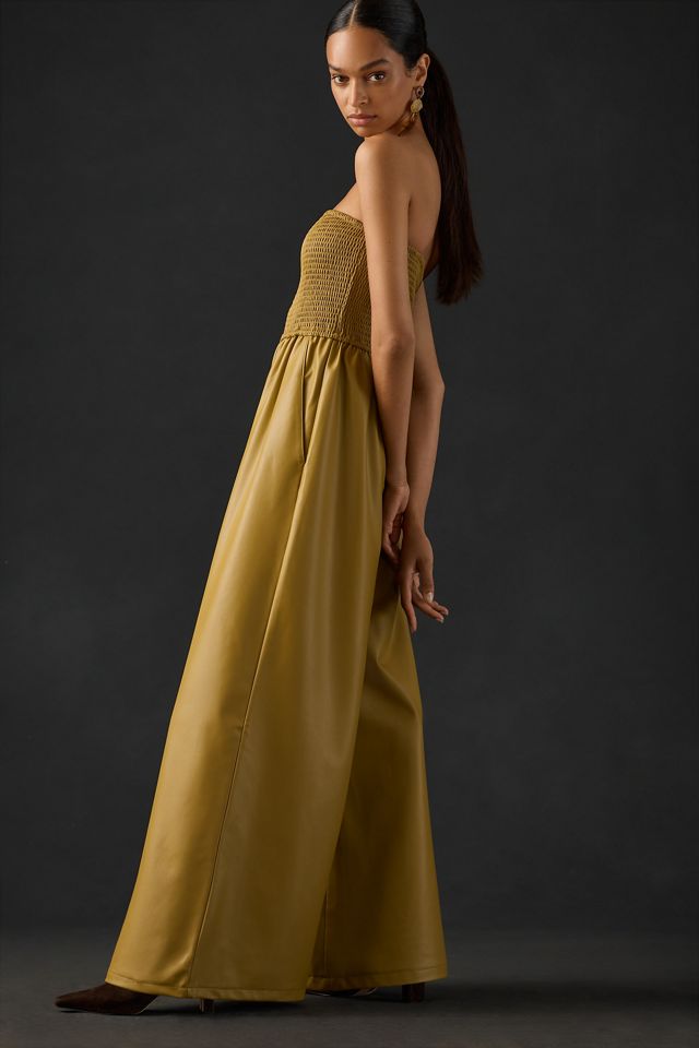 Pilcro Faux Leather Smocked Wide-Leg Jumpsuit #3