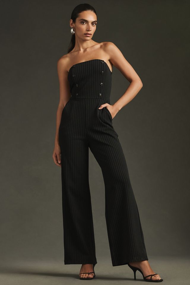Maeve Strapless Pinstripe Jumpsuit | Anthropologie