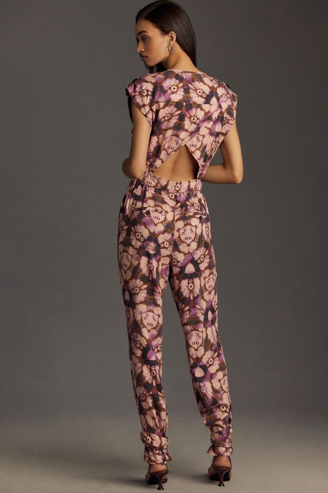 By Anthropologie Sleeveless Cutout Printed Jumpsuit #1