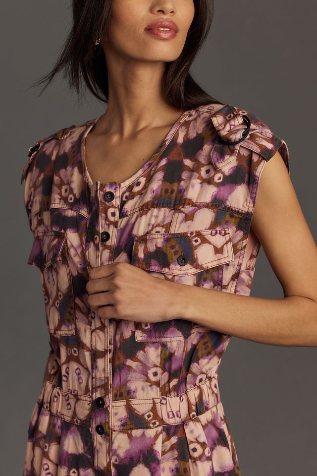 By Anthropologie Sleeveless Cutout Printed Jumpsuit #2