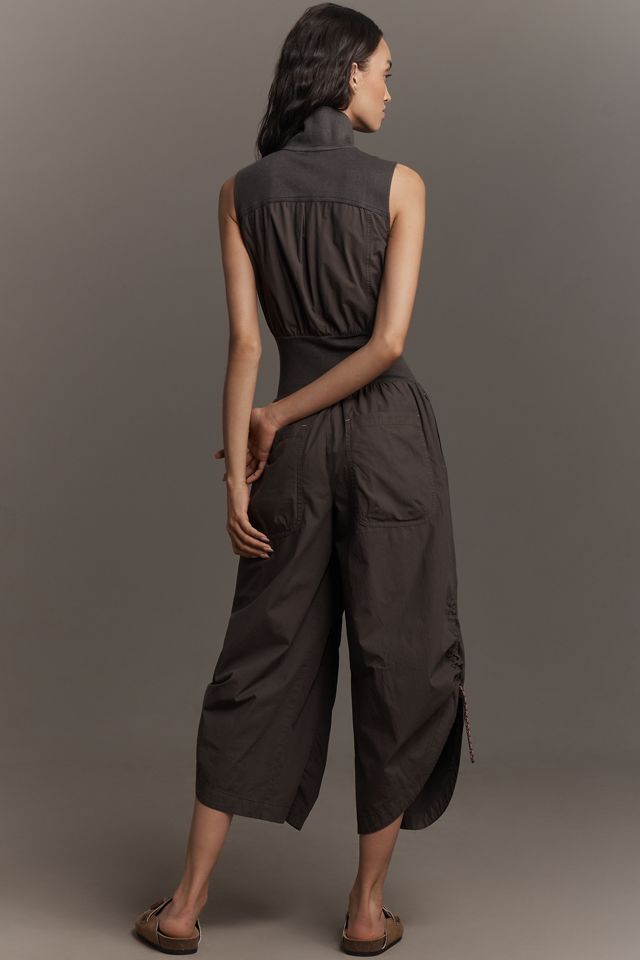 By Anthropologie Mixed Media Vest Jumpsuit #1