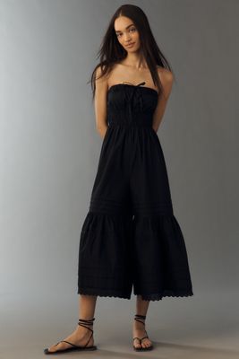 By Anthropologie Strapless Wide-Leg Jumpsuit