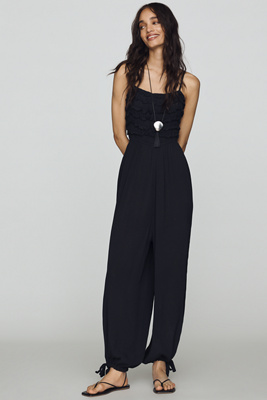 Pintuck Smocked Jumpsuit