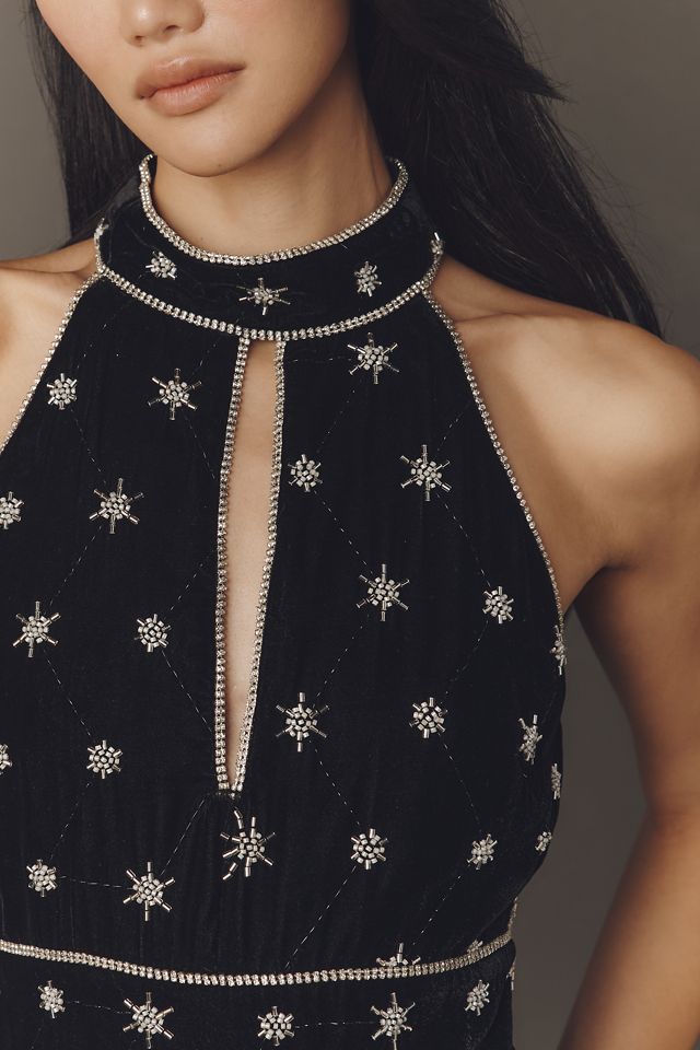 Saylor Lyra Velvet Halter Jumpsuit #1