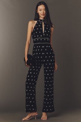 Saylor Lyra Velvet Halter Jumpsuit