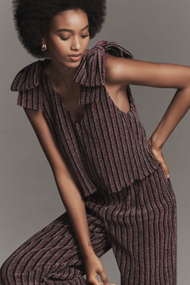 Saylor Natale Lurex Stripe Tiered Jumpsuit In Multi