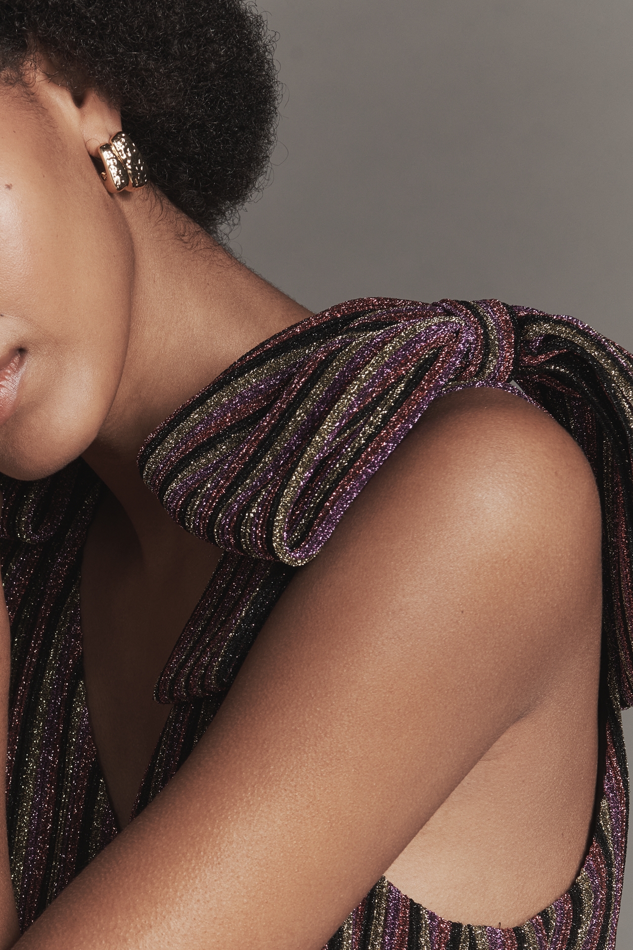 Saylor Natale Lurex Stripe Tiered Jumpsuit