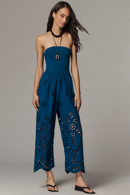 Saylor Oriella Strapless Eyelet Jumpsuit | Anthropologie