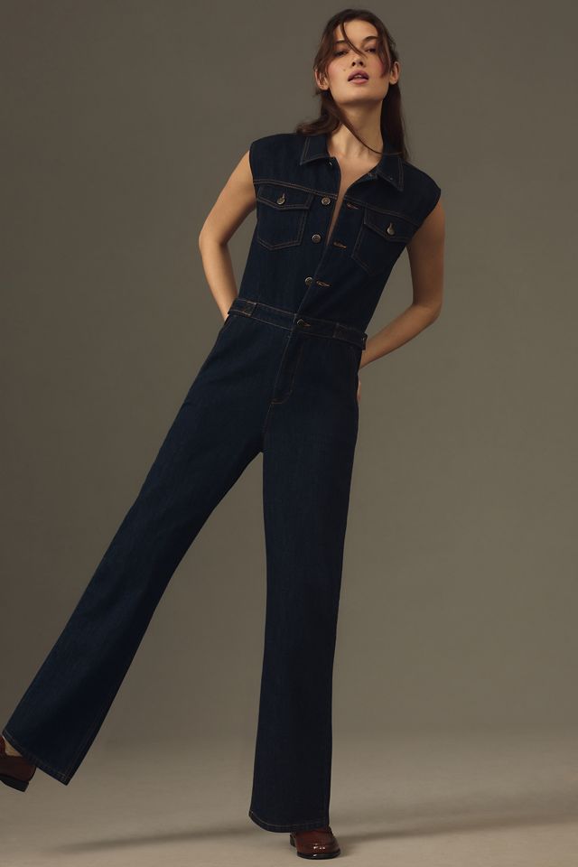Pistola Brooks Short-Sleeve Denim Jumpsuit | Anthropologie