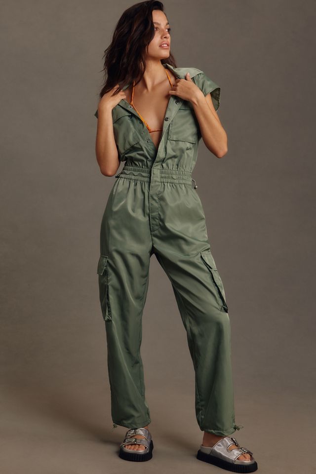 【PORTERNA】Amid Cargo Jumpsuit Maje Paicy Satin Cargo Jumpsuit | Bloomingdale's