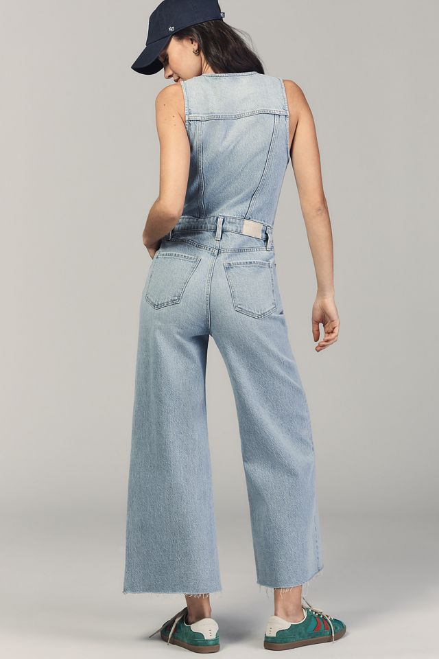 Pistola Aria Fitted Vest Crop Wide-Leg Denim Jumpsuit #1