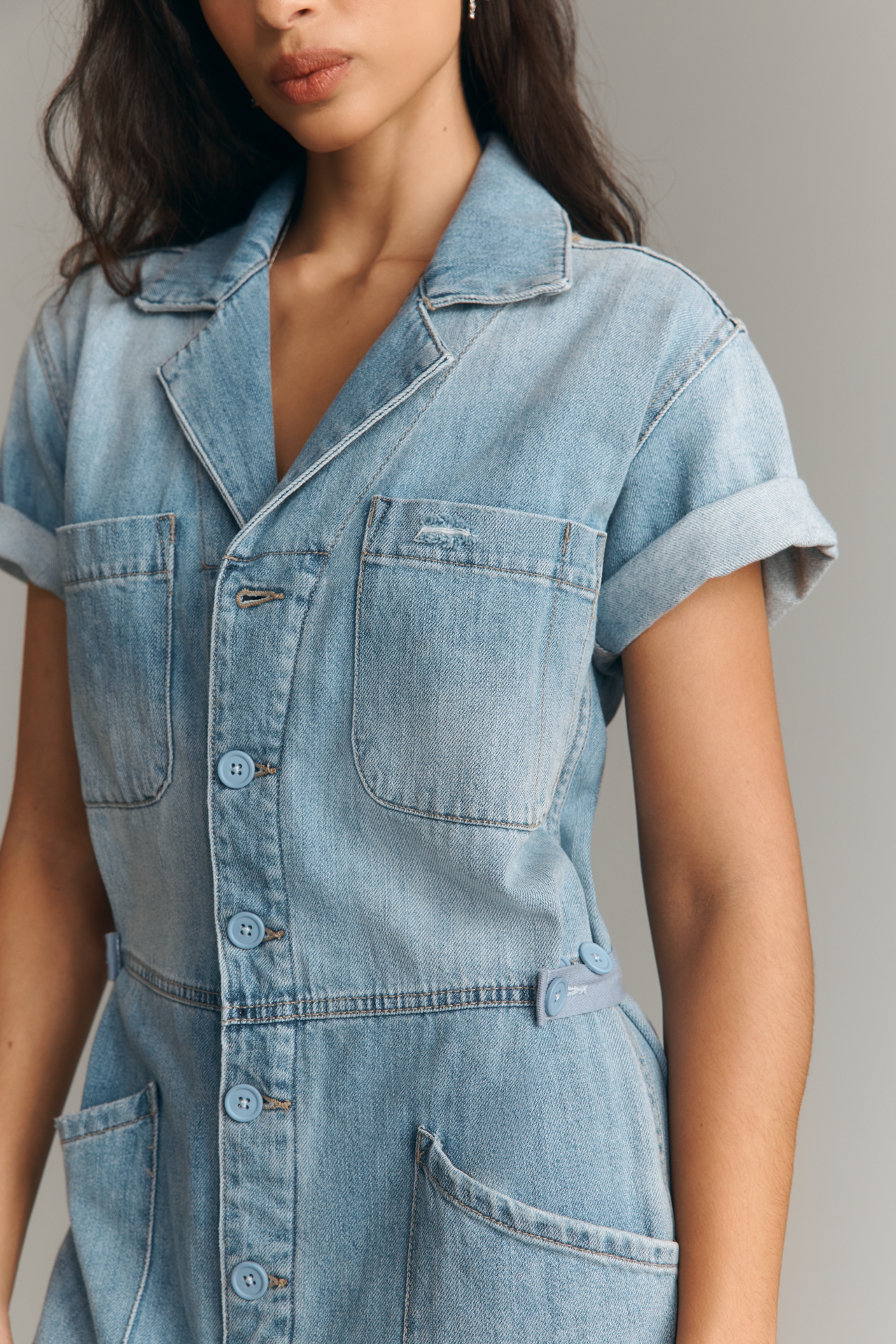 Pistola Grover Denim Short Sleeve Field Jumpsuit