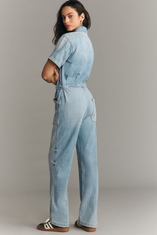 Pistola Grover Denim Short Sleeve Field Jumpsuit | Anthropologie
