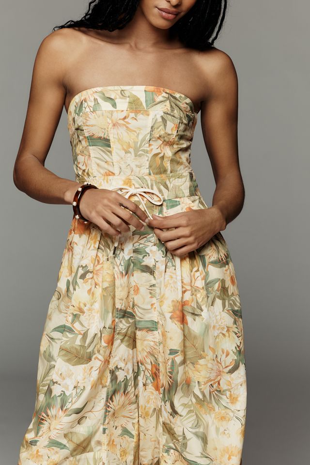 By Anthropologie Cotton Strapless Parachute Jumpsuit #2