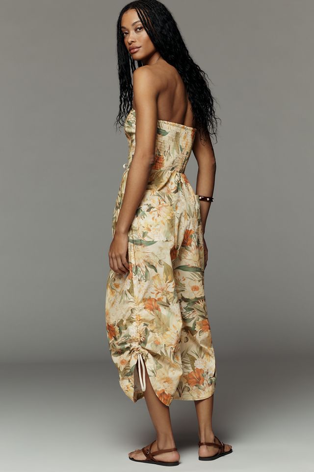 By Anthropologie Cotton Strapless Parachute Jumpsuit #3