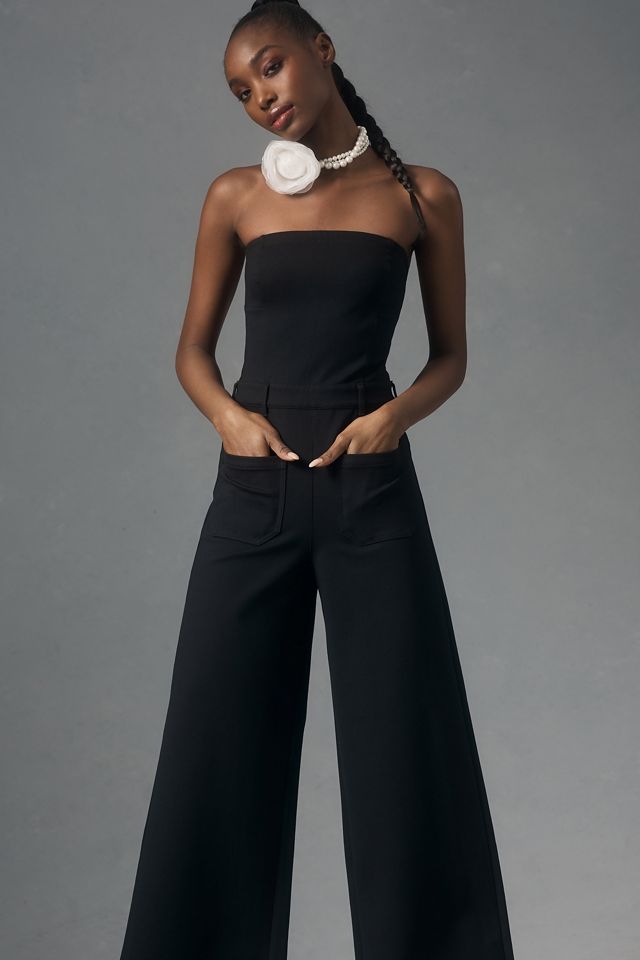 Pilcro Skipper Strapless Denim Wide-Leg Jumpsuit