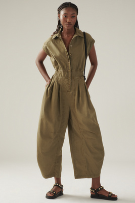 By Anthropologie Shirting Parachute Jumpsuit In Green