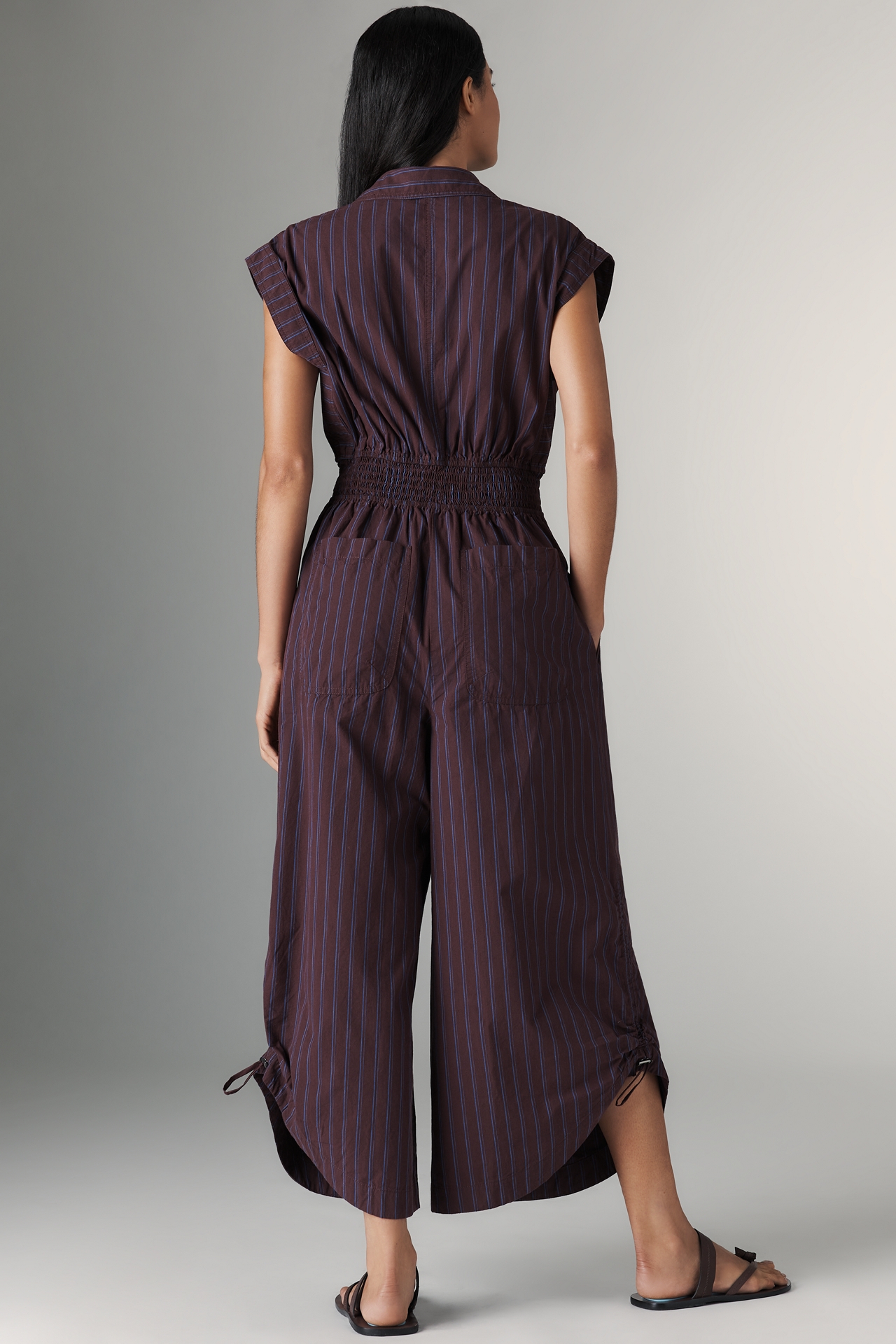 By Anthropologie Striped Shirting Parachute Jumpsuit