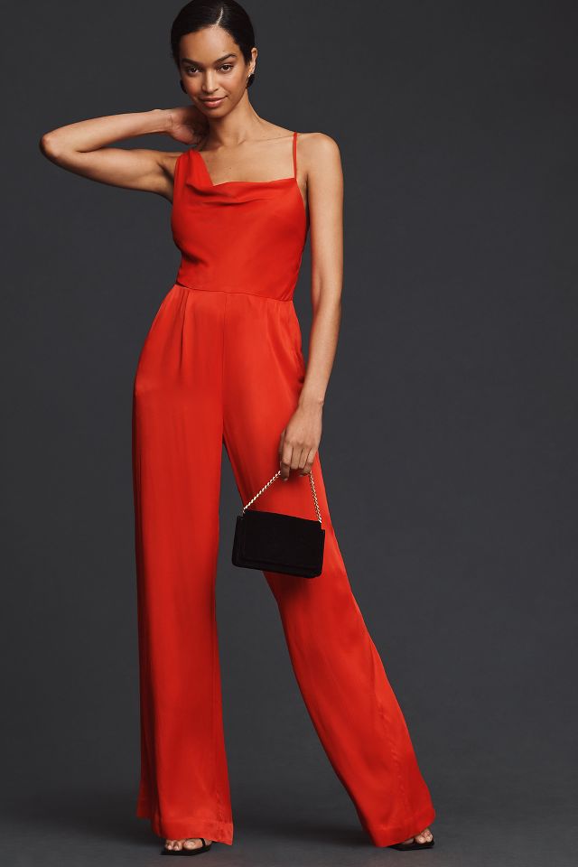 Red wide best sale leg jumpsuit