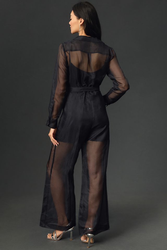 By Anthropologie Sheer Utility Jumpsuit #1