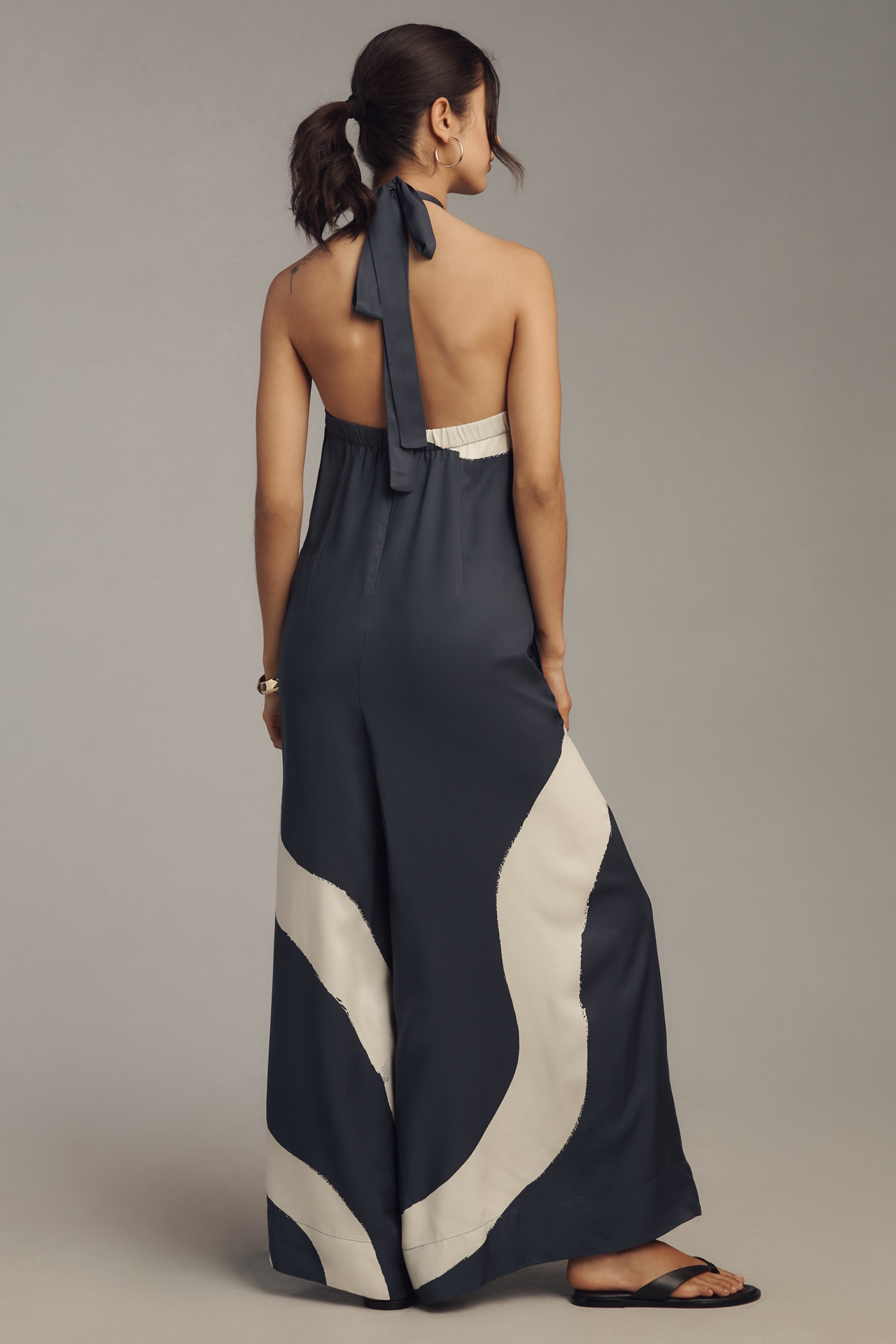 By Anthropologie Waistless Tie-Neck Jumpsuit