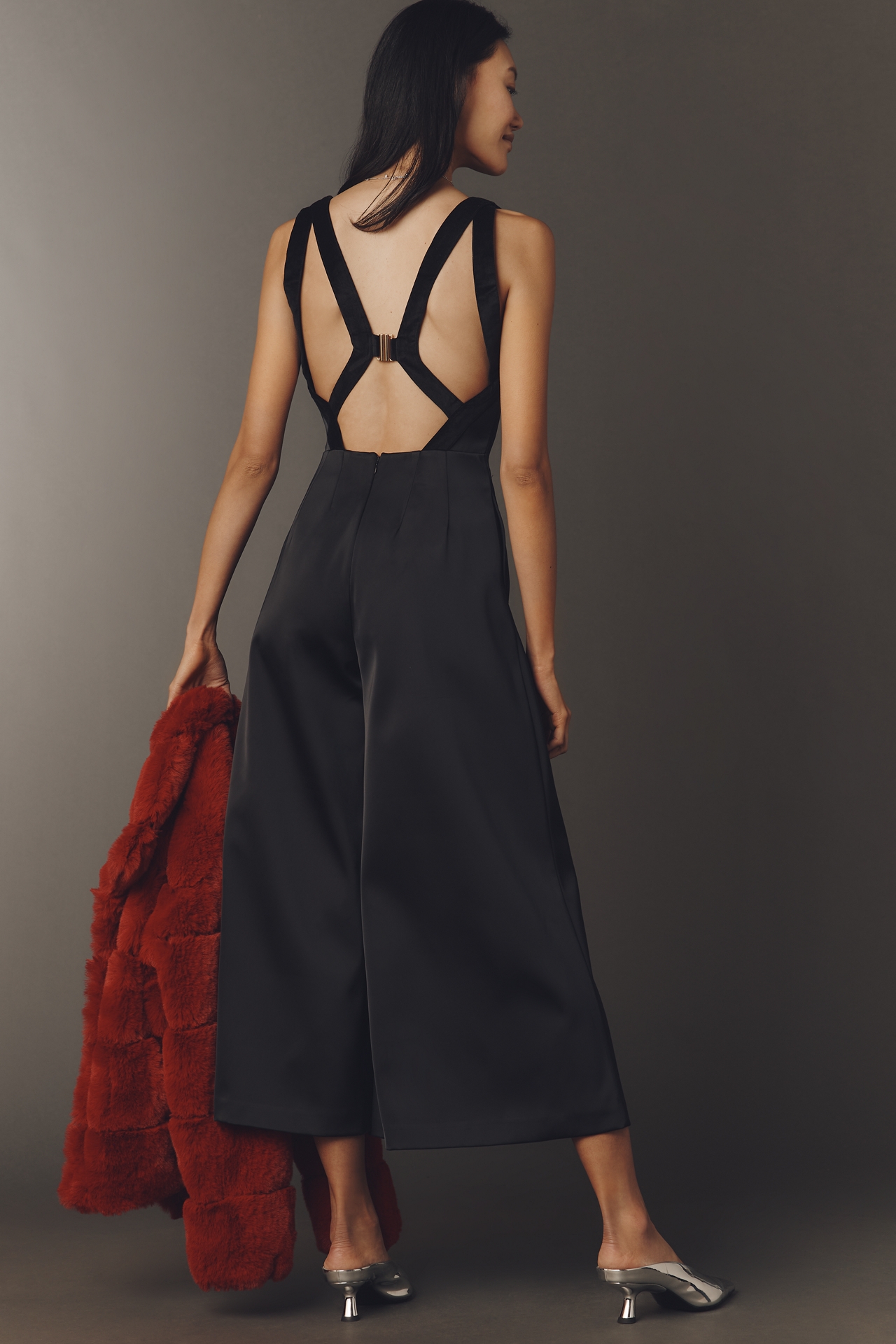 By Anthropologie Satin Wide-Leg Jumpsuit