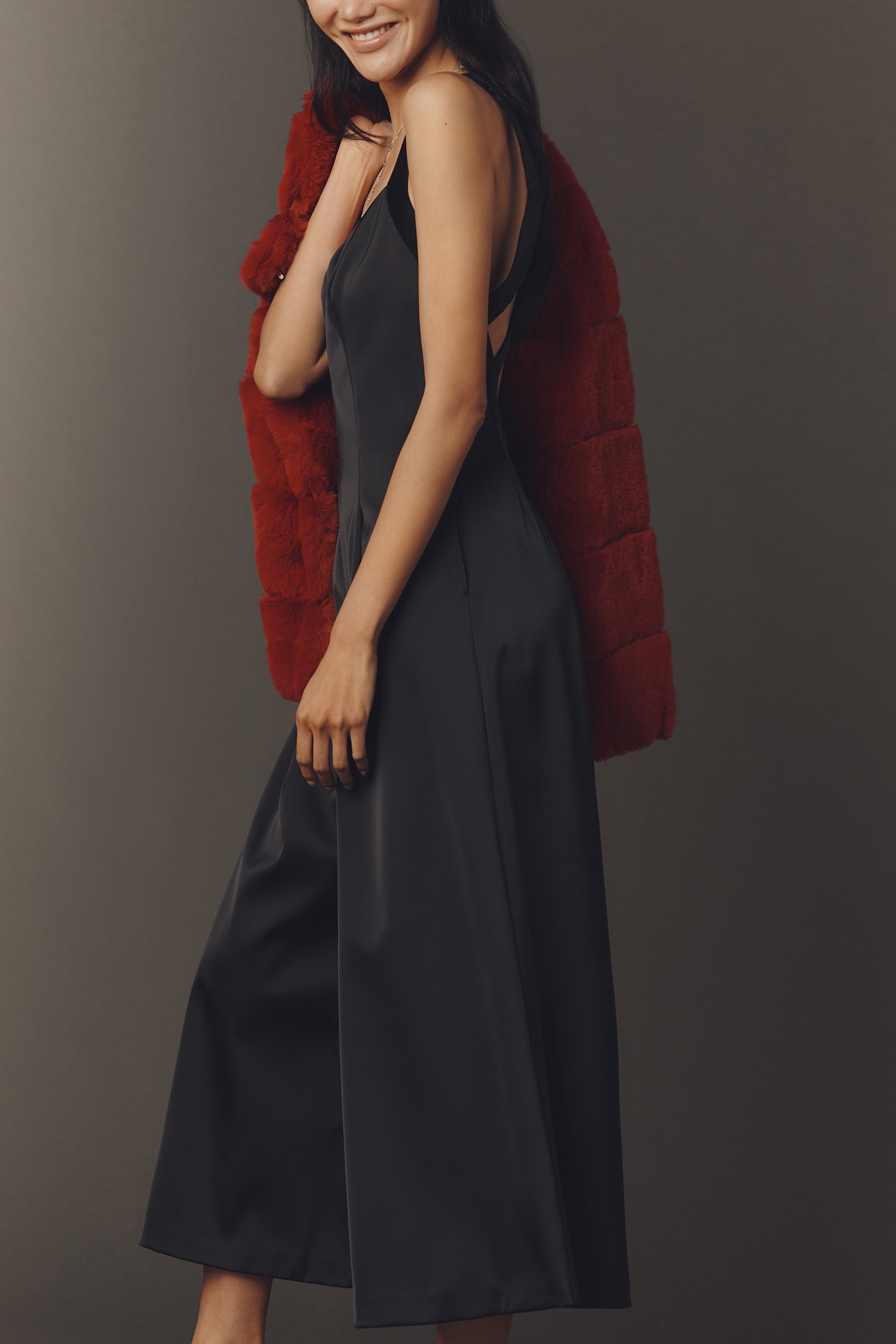 By Anthropologie Satin Wide-Leg Jumpsuit