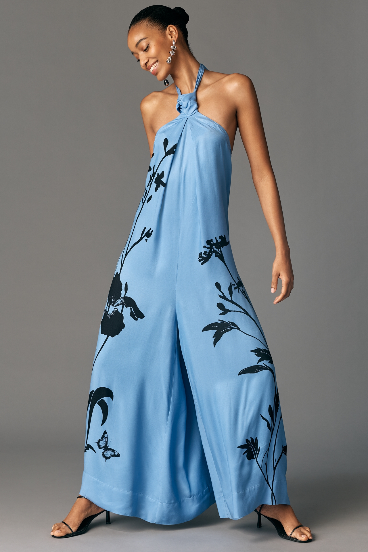 By Anthropologie Waistless Tie-Neck Jumpsuit