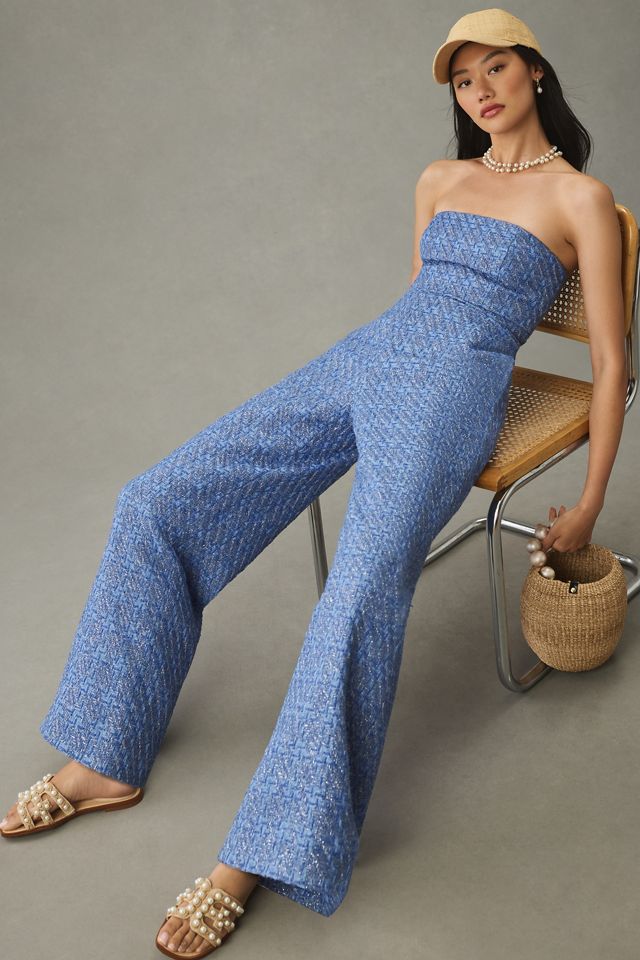 Mare Mare Strapless Wide-Leg Tweed Jumpsuit | Anthropologie