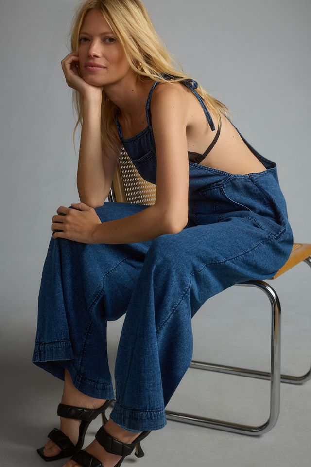 By Anthropologie Wide-Leg Denim Jumpsuit #3