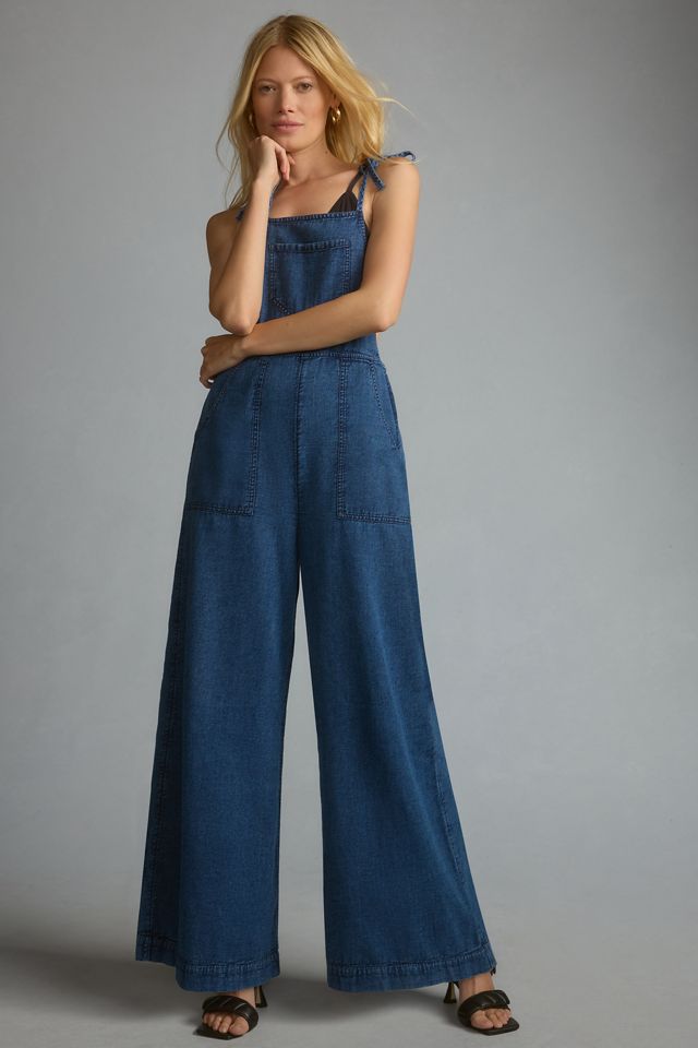 By Anthropologie Wide-Leg Denim Jumpsuit #4
