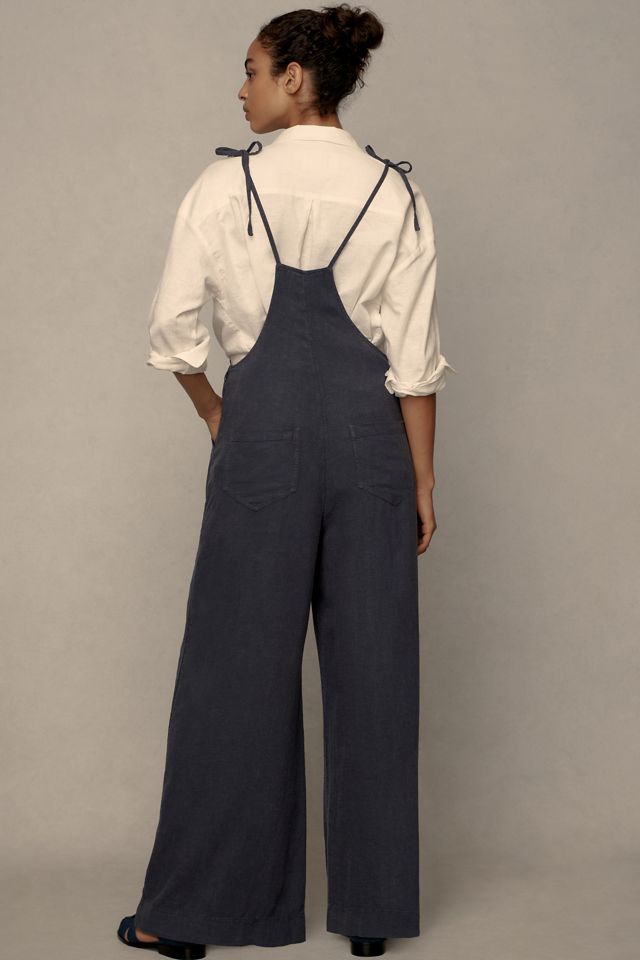 By Anthropologie Linen Wide-Leg Overalls #1