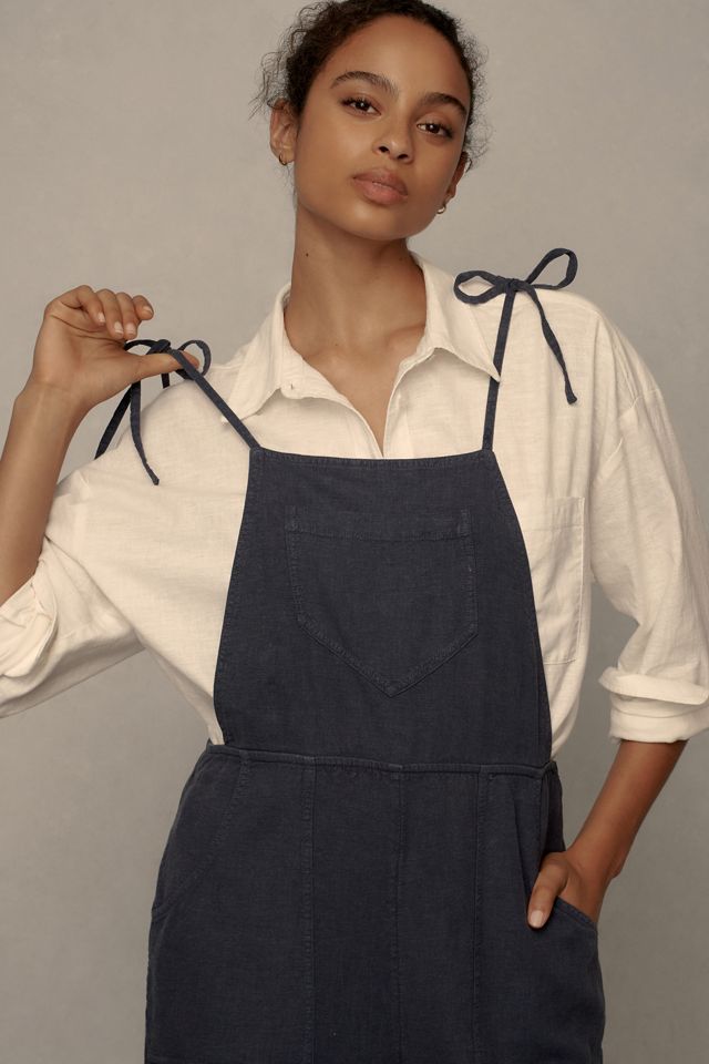 By Anthropologie Linen Wide-Leg Overalls #2