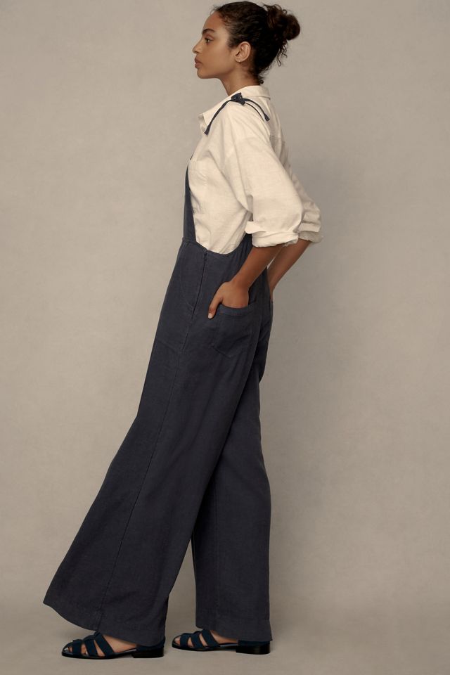 By Anthropologie Linen Wide-Leg Overalls #3