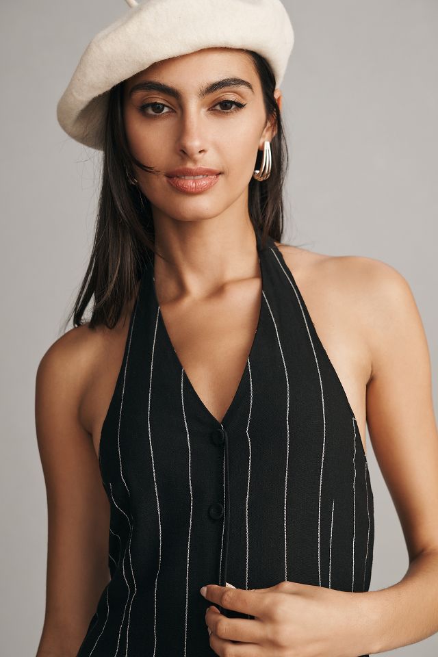 Little Lies Pinstripe Halter Neck Jumpsuit #1