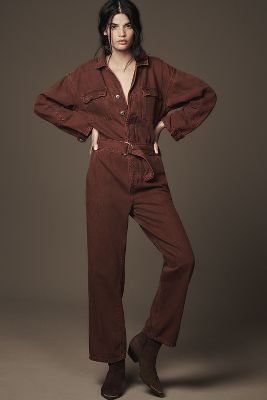 Etica Larsen Utility Jumpsuit In Red