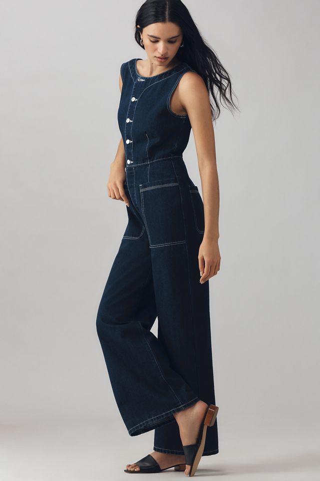 Ética Callahan Wide-Leg Denim Jumpsuit #1