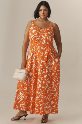 Universal Standard Plus Promenade Linen Blend Wide-leg Jumpsuit In Multicolor